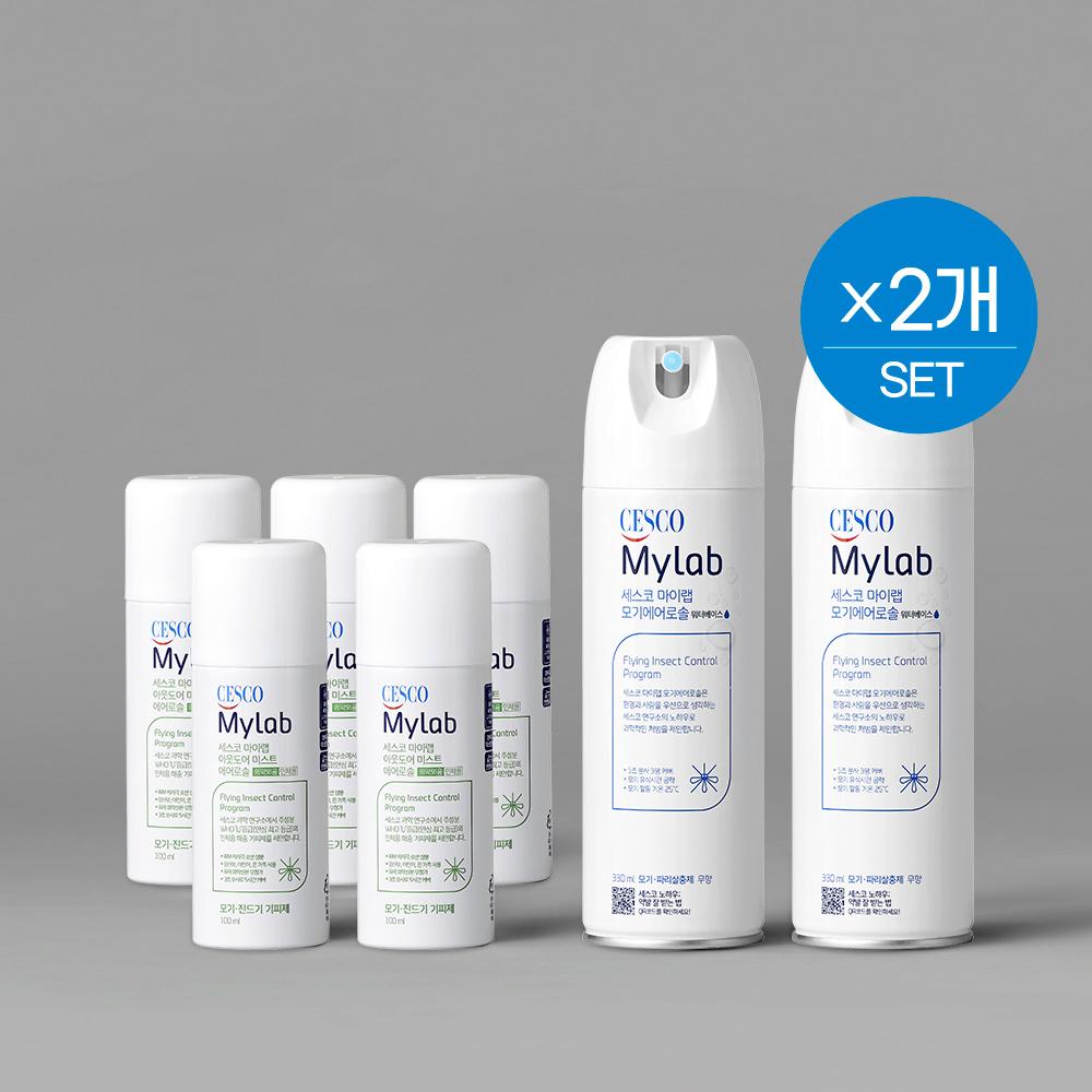 아웃도어 미스트 모기 기피제 100ml x 10개 + 세스코 마이랩 모기 에어로솔 330ml x 4개 